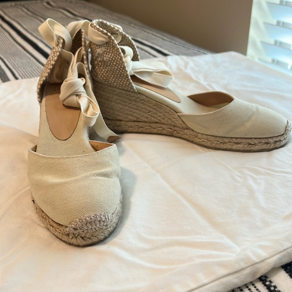 Castaner Cream Espadrille Wedges